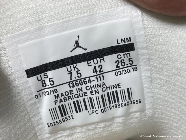 Official Maikesneakers Air 3 White 136064-111 Retro Jordan Triple 0818